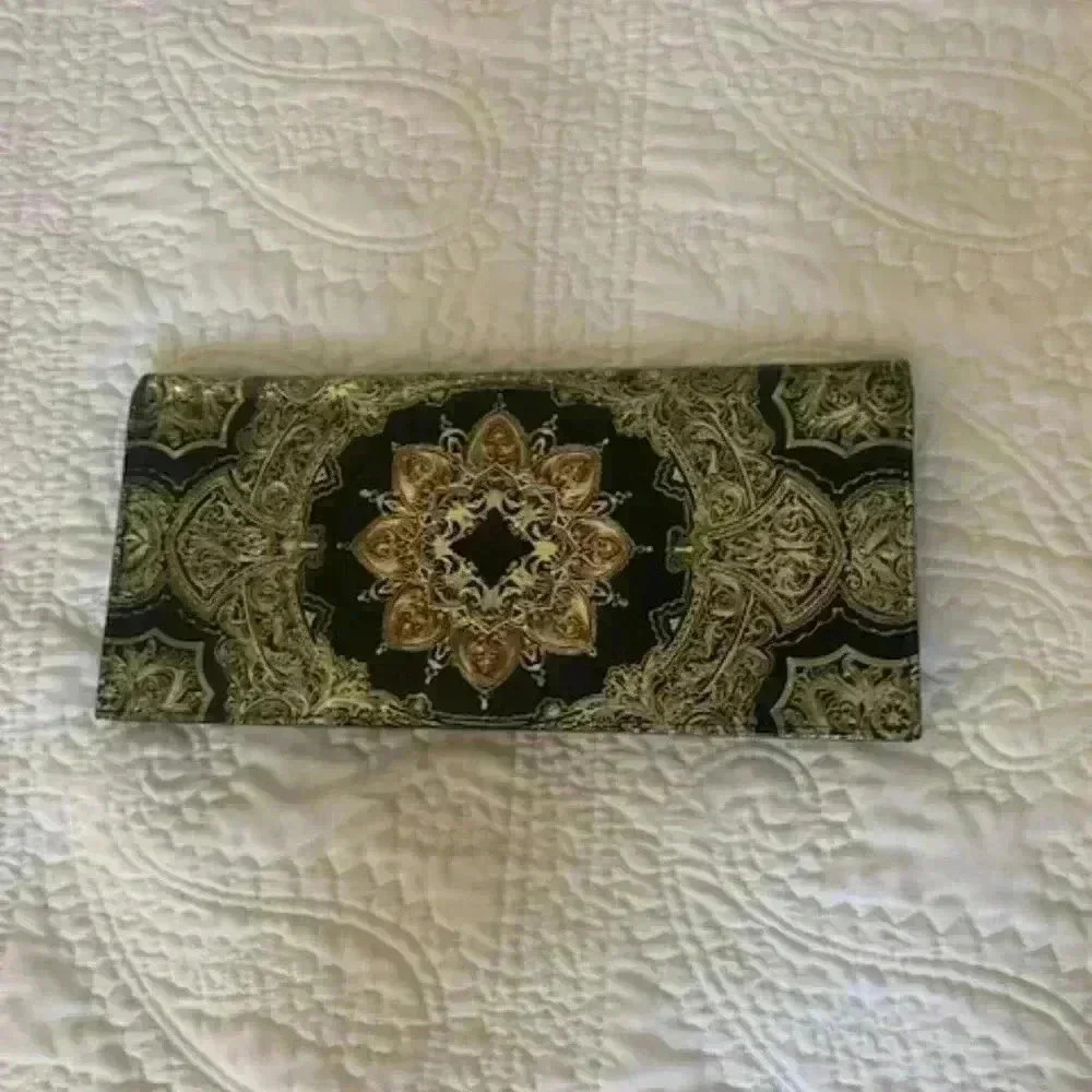 veritable cuir clutch purse baroque print - Picture 5 of 7